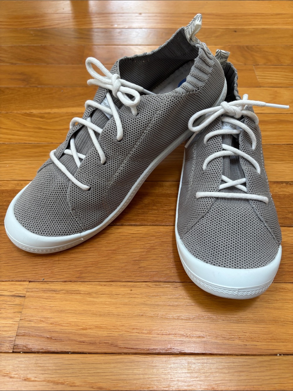Tommy Bahama Gray Mesh Knit Lace-Up Sneakers with White Soles